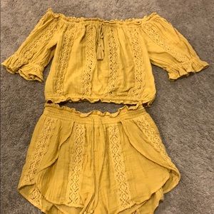 Yellow lace two piece